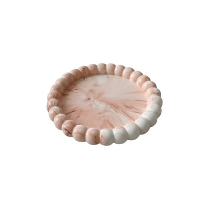 6" Pale Pink Resin Handmade Round Trinket Tray HomeRoots