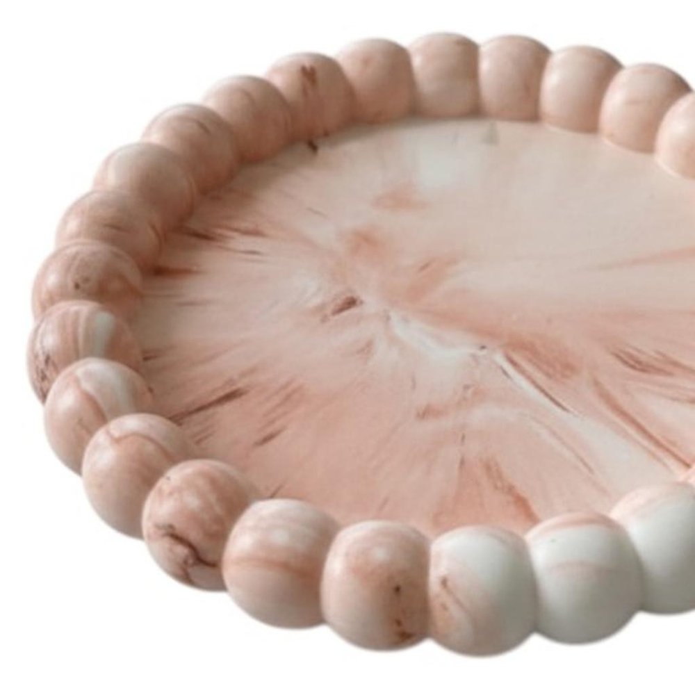 6" Pale Pink Resin Handmade Round Trinket Tray — view 14