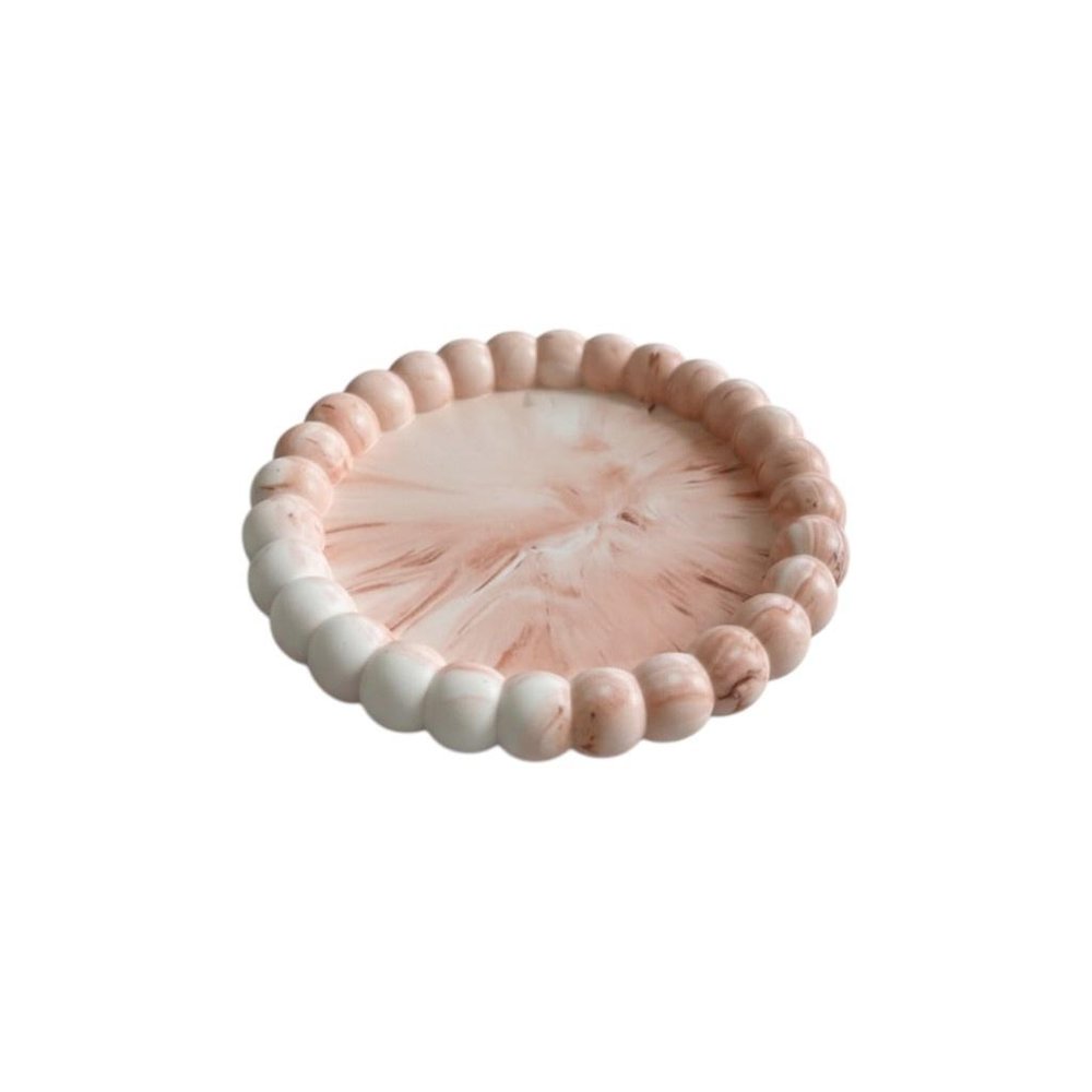 6" Pale Pink Resin Handmade Round Trinket Tray — view 12