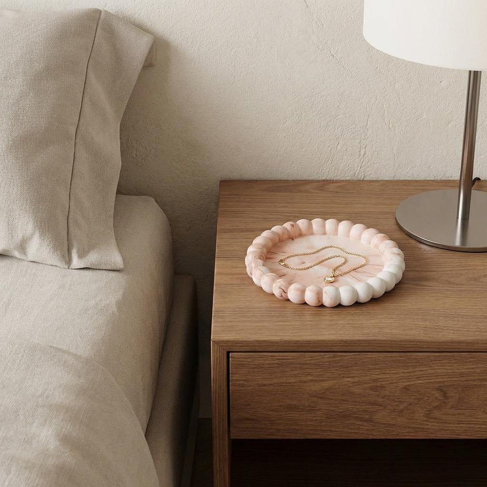 6" Pale Pink Resin Handmade Round Trinket Tray HomeRoots