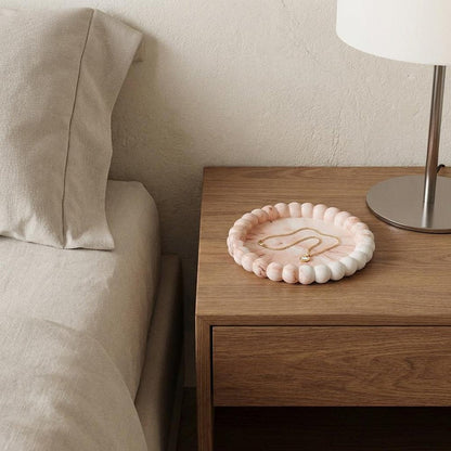 6" Pale Pink Resin Handmade Round Trinket Tray HomeRoots