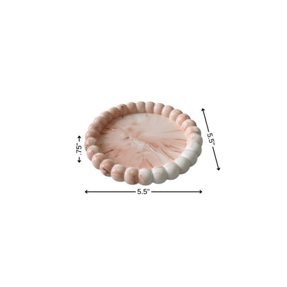6" Pale Pink Resin Handmade Round Trinket Tray HomeRoots