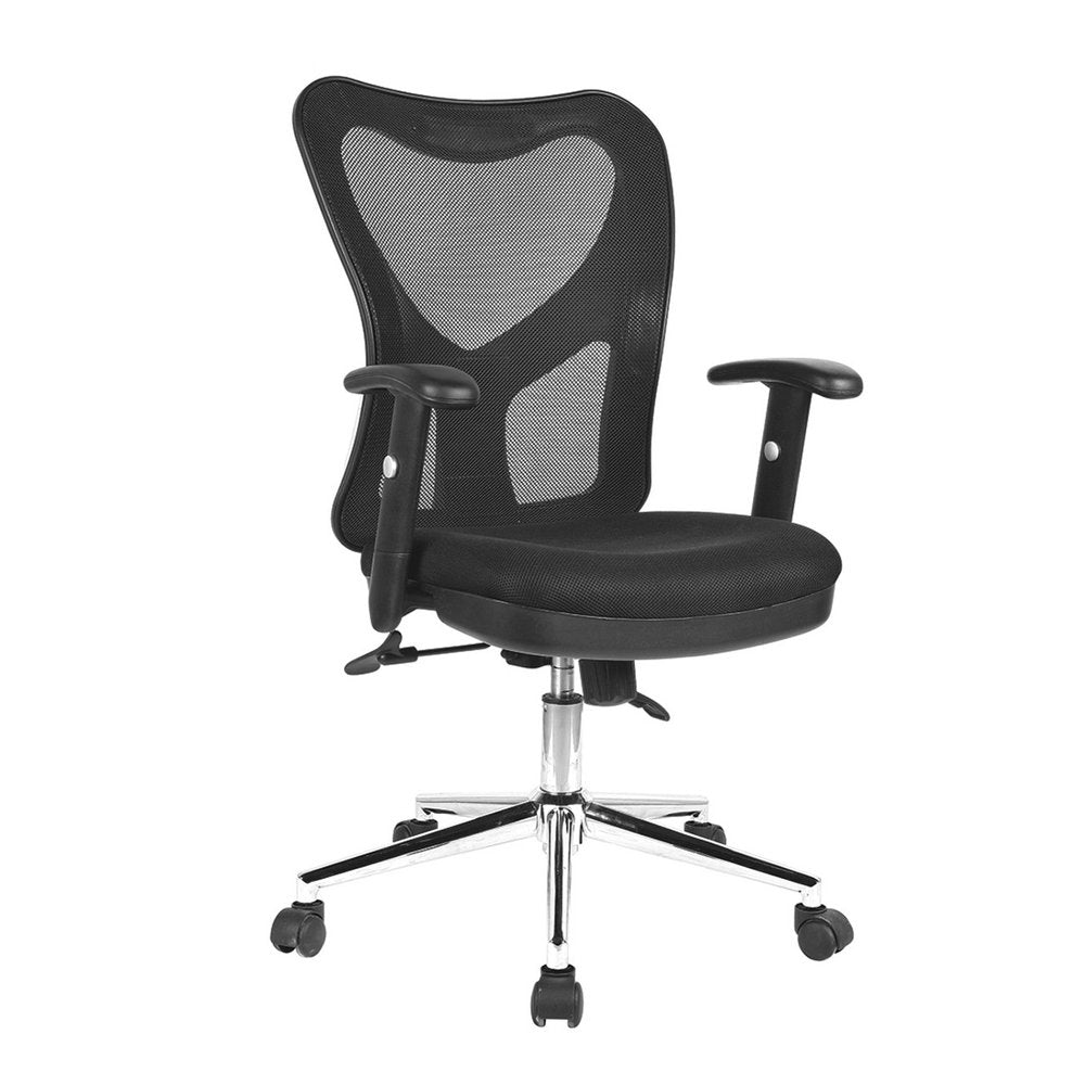 Black And Silver Adjustable Height Swivel Rolling Office Chair HomeRoots