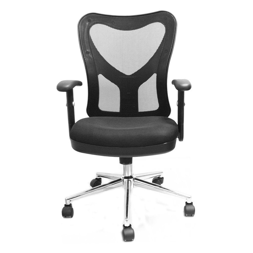 Black And Silver Adjustable Height Swivel Rolling Office Chair HomeRoots