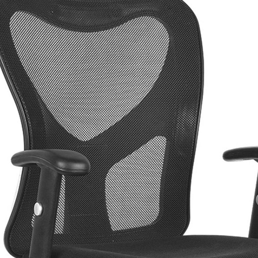 Black And Silver Adjustable Height Swivel Rolling Office Chair HomeRoots