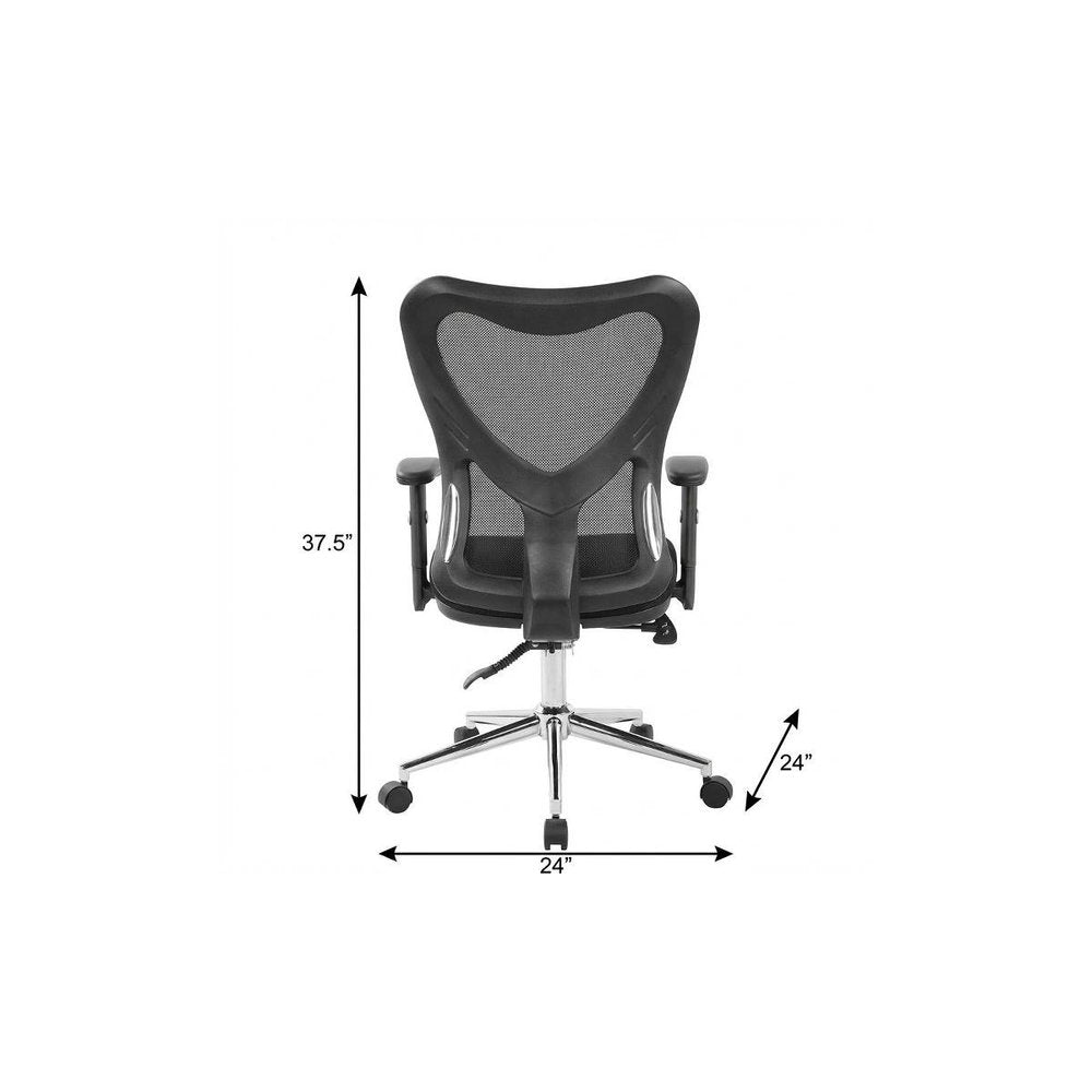 Black And Silver Adjustable Height Swivel Rolling Office Chair — view 6