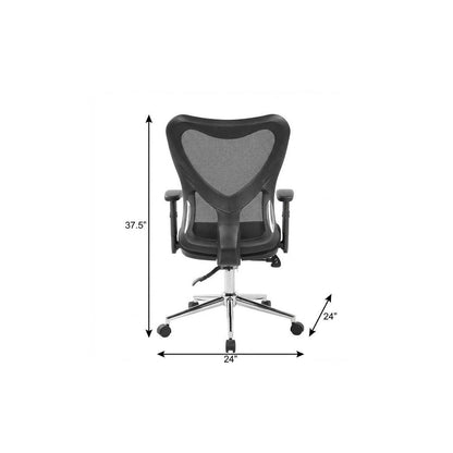 Black And Silver Adjustable Height Swivel Rolling Office Chair HomeRoots