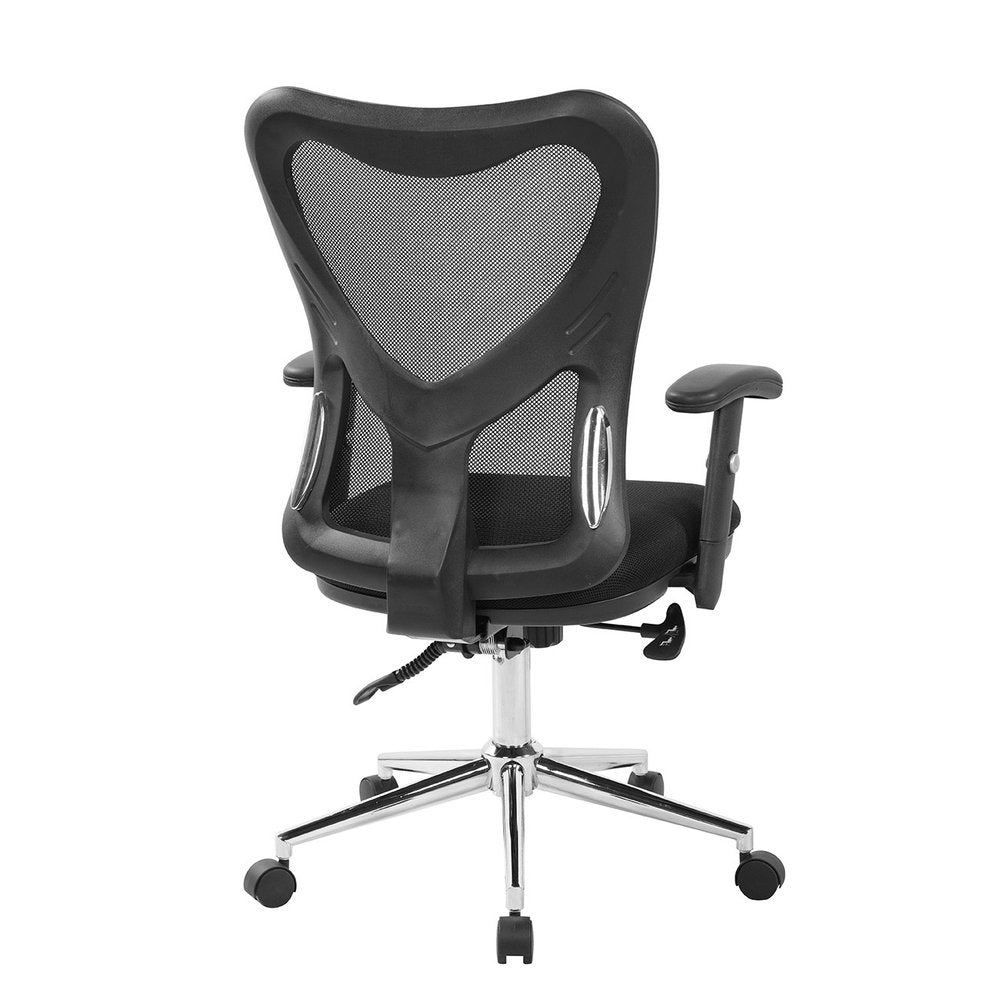 Black And Silver Adjustable Height Swivel Rolling Office Chair — view 3