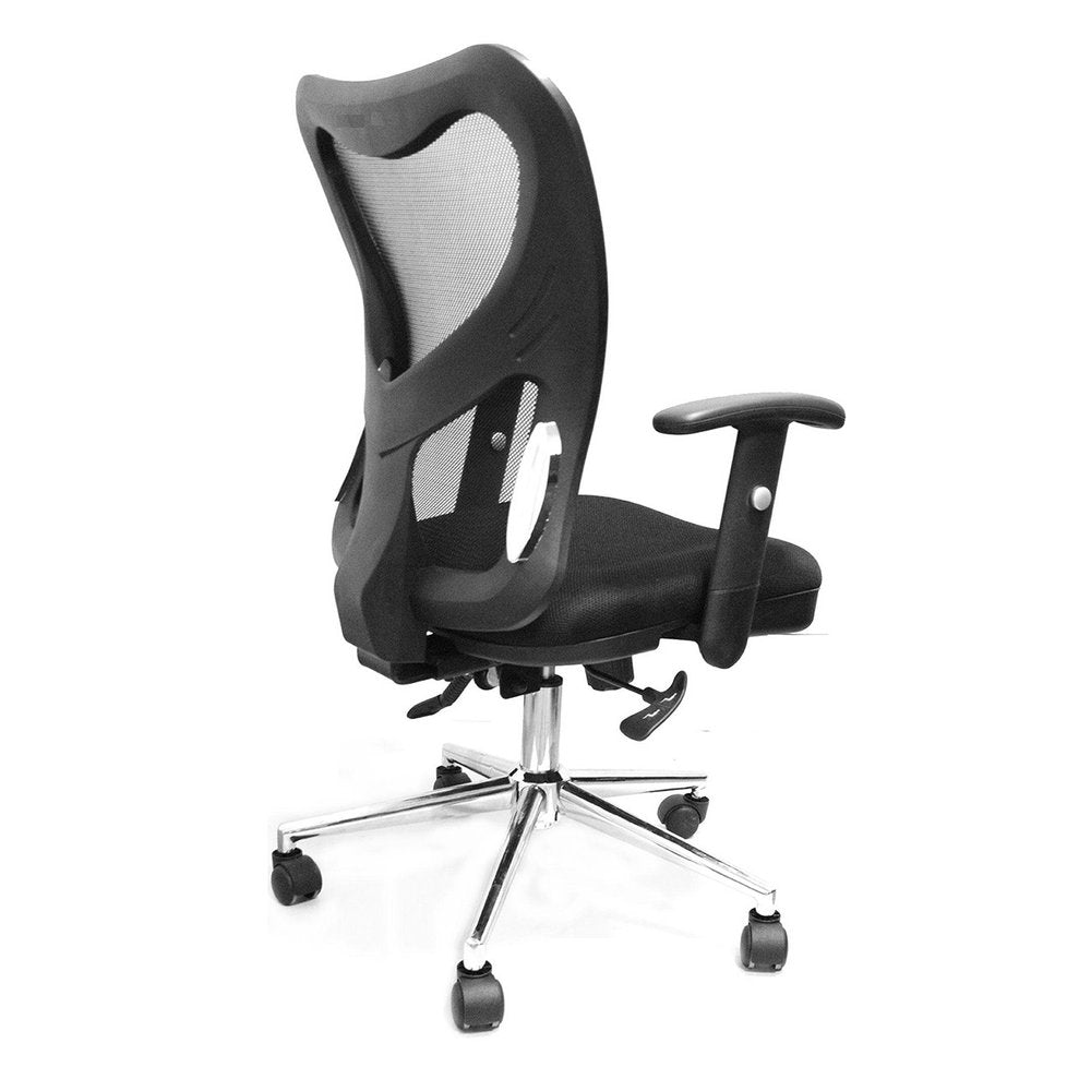 Black And Silver Adjustable Height Swivel Rolling Office Chair — view 4