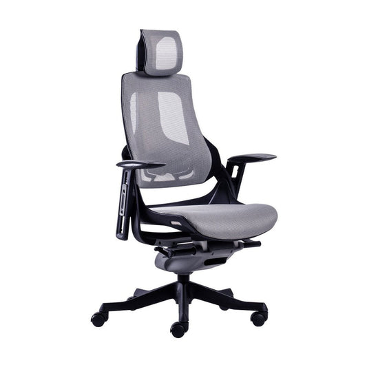 Gray And Black Adjustable Height Swivel Rolling Executive Office Chair
