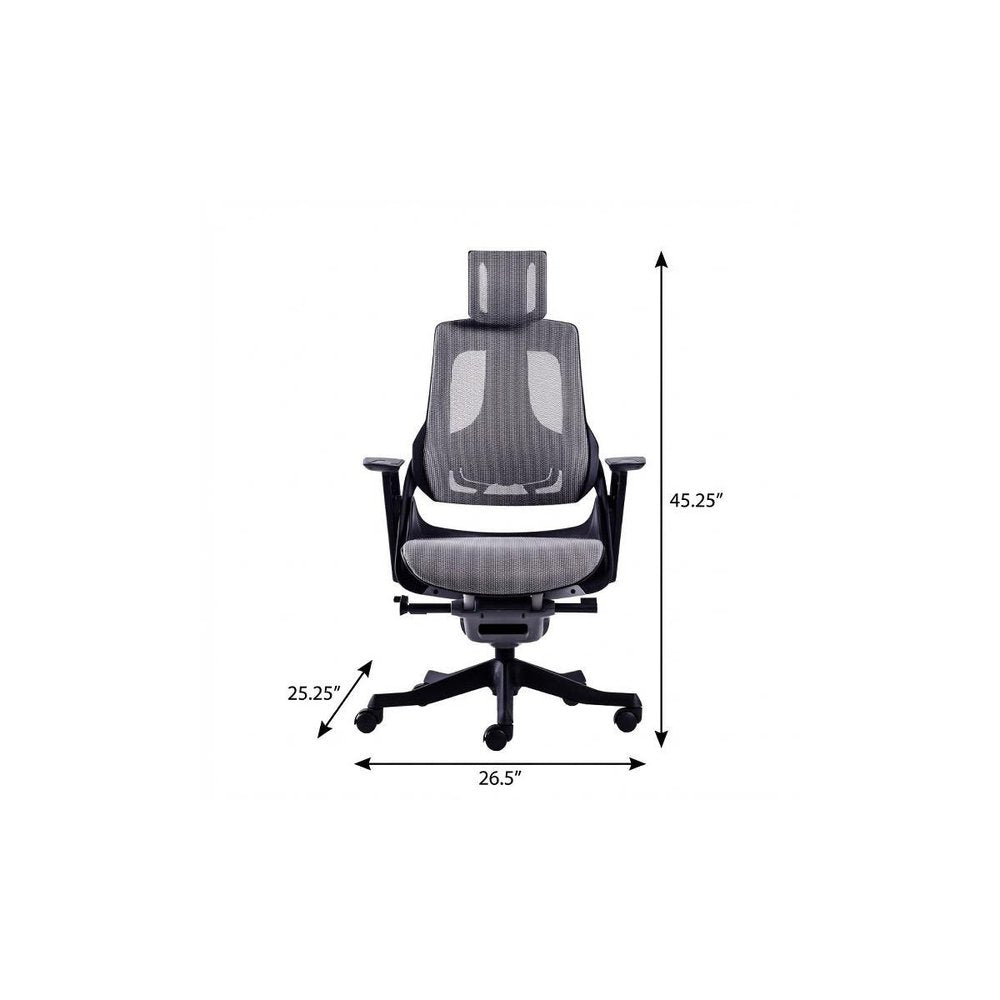 Gray And Black Adjustable Height Swivel Rolling Executive Office Chair HomeRoots