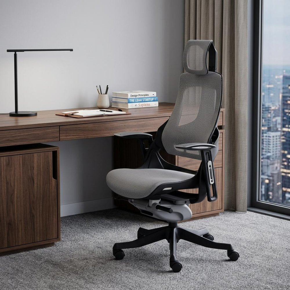 Gray And Black Adjustable Height Swivel Rolling Executive Office Chair HomeRoots
