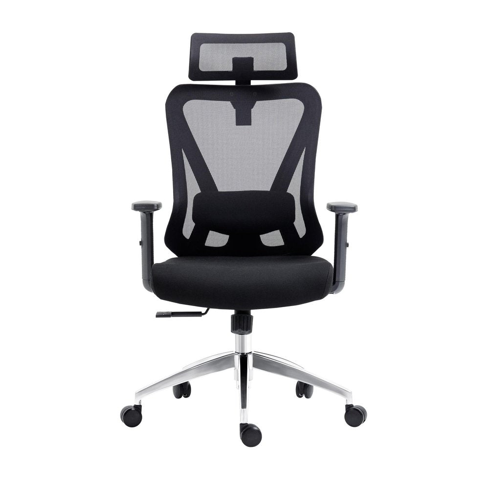 Black And Silver Adjustable Height Swivel Rolling Office Chair HomeRoots