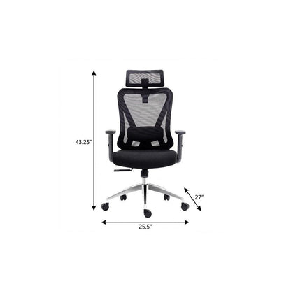 Black And Silver Adjustable Height Swivel Rolling Office Chair HomeRoots
