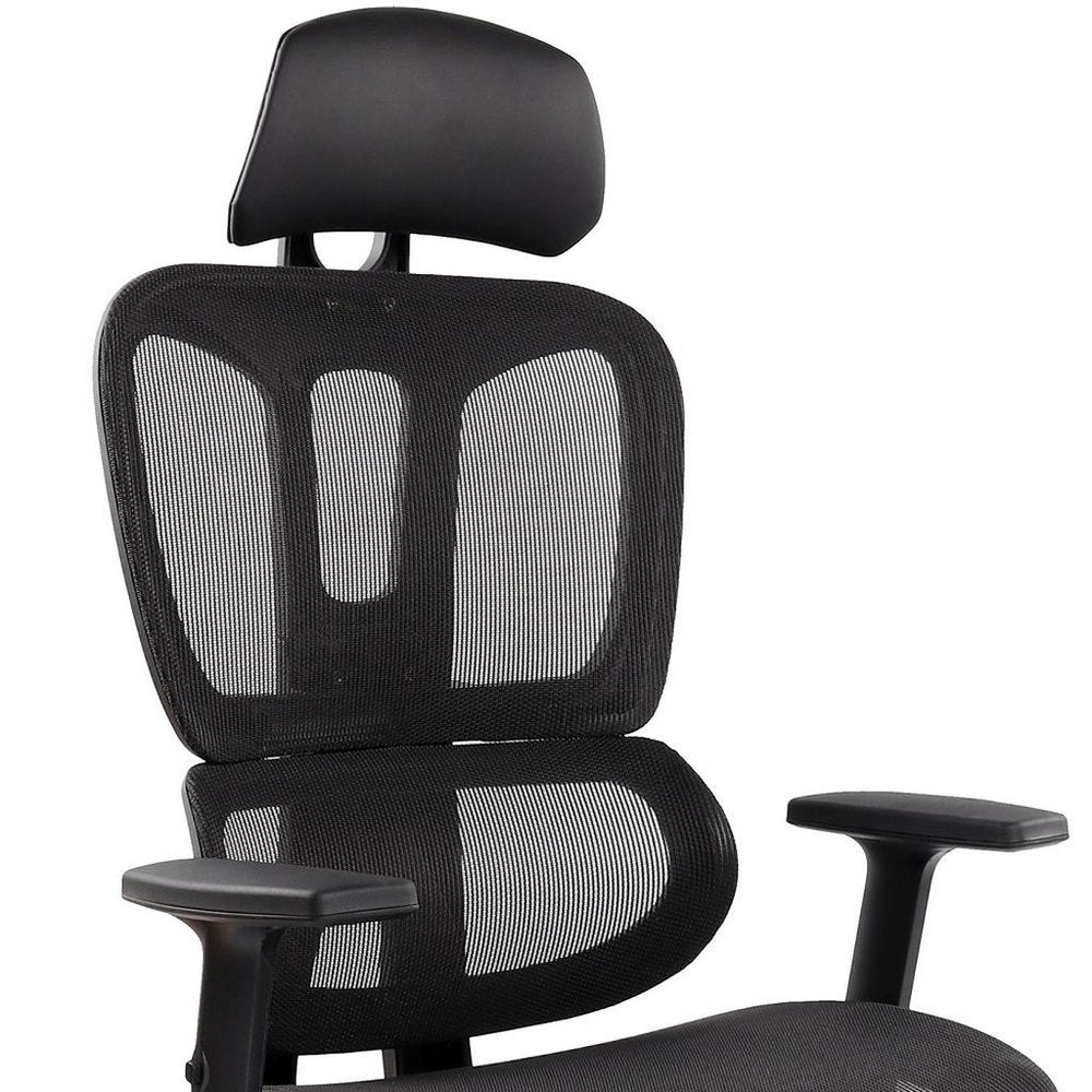 Black Adjustable Height Swivel Rolling Office Chair With Footrest HomeRoots