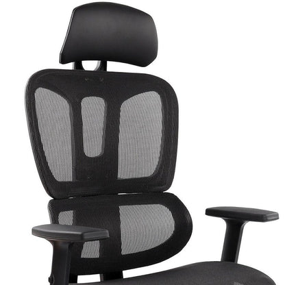 Black Adjustable Height Swivel Rolling Office Chair With Footrest HomeRoots