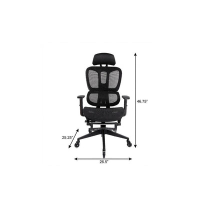 Black Adjustable Height Swivel Rolling Office Chair With Footrest HomeRoots
