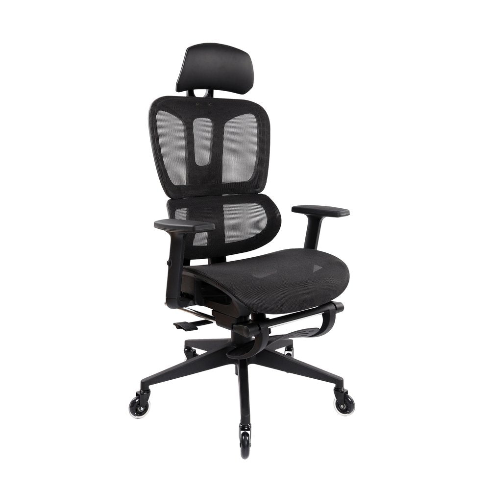 Black Adjustable Height Swivel Rolling Office Chair With Footrest HomeRoots