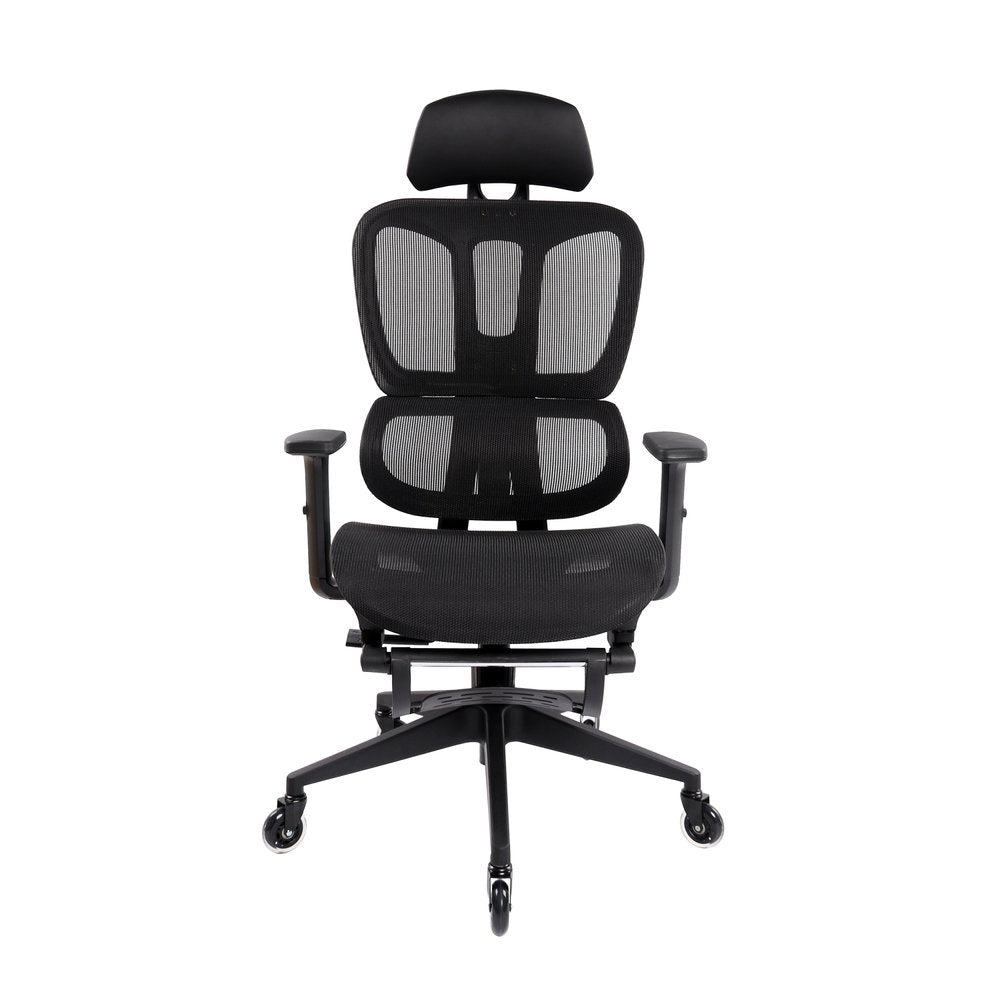 Black Adjustable Height Swivel Rolling Office Chair With Footrest HomeRoots