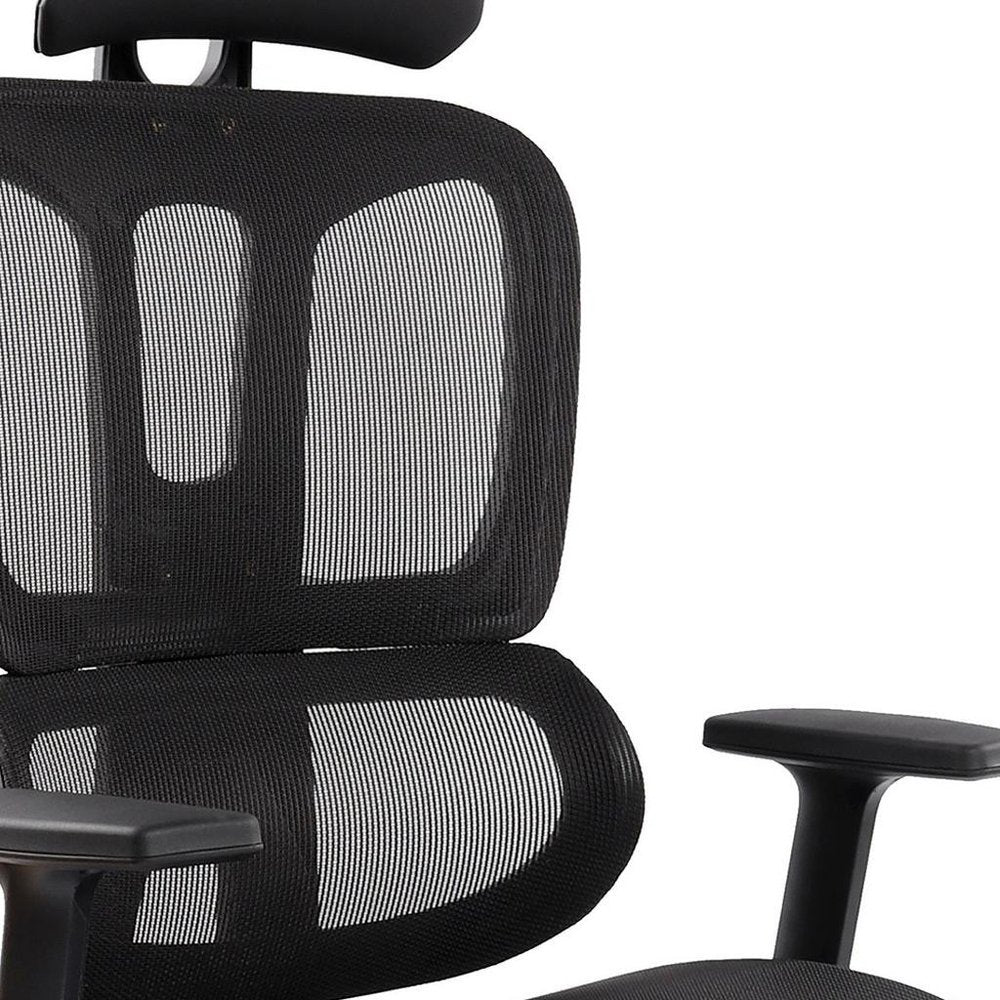 Black Adjustable Height Swivel Rolling Office Chair With Footrest — view 5