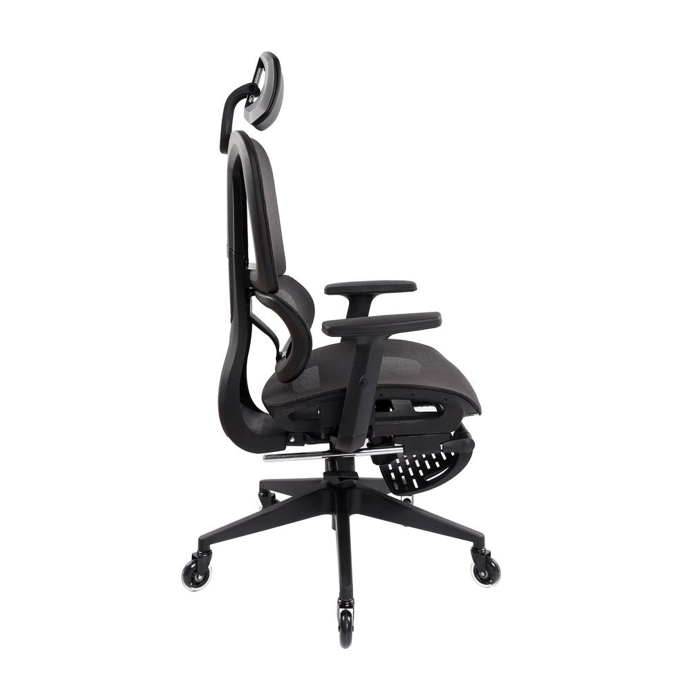 Black Adjustable Height Swivel Rolling Office Chair With Footrest HomeRoots