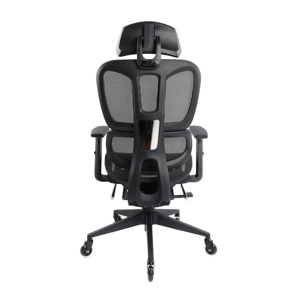 Black Adjustable Height Swivel Rolling Office Chair With Footrest HomeRoots