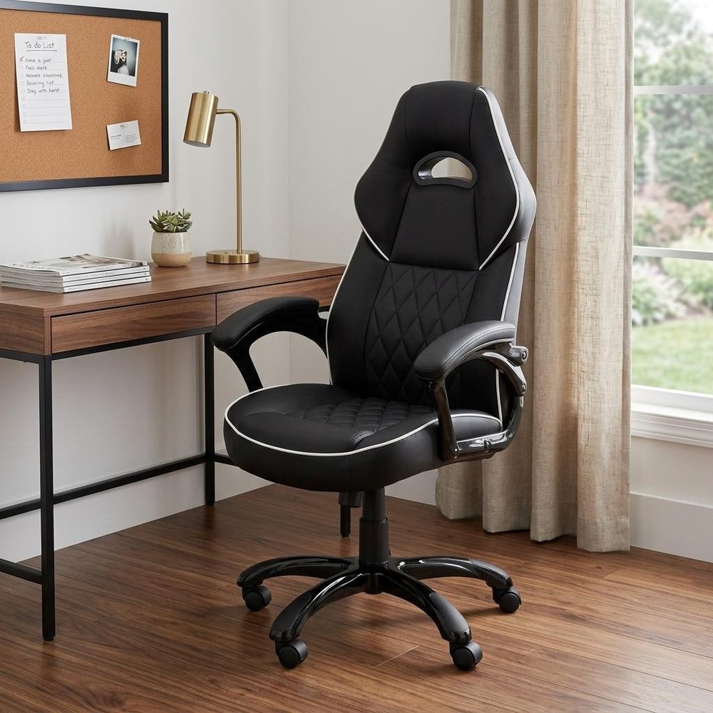 Black Adjustable Height Swivel Rolling Executive Office Chair — view 8