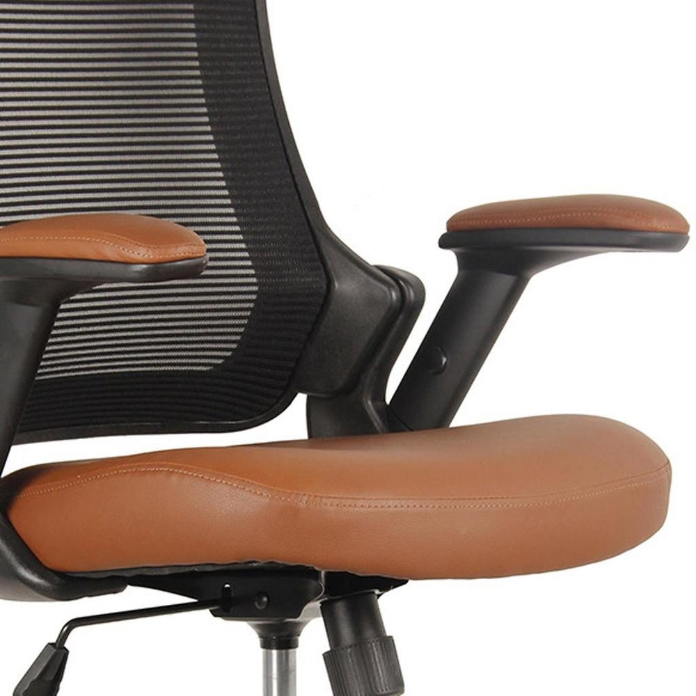 Brown Adjustable Height Swivel Rolling Office Chair — view 5