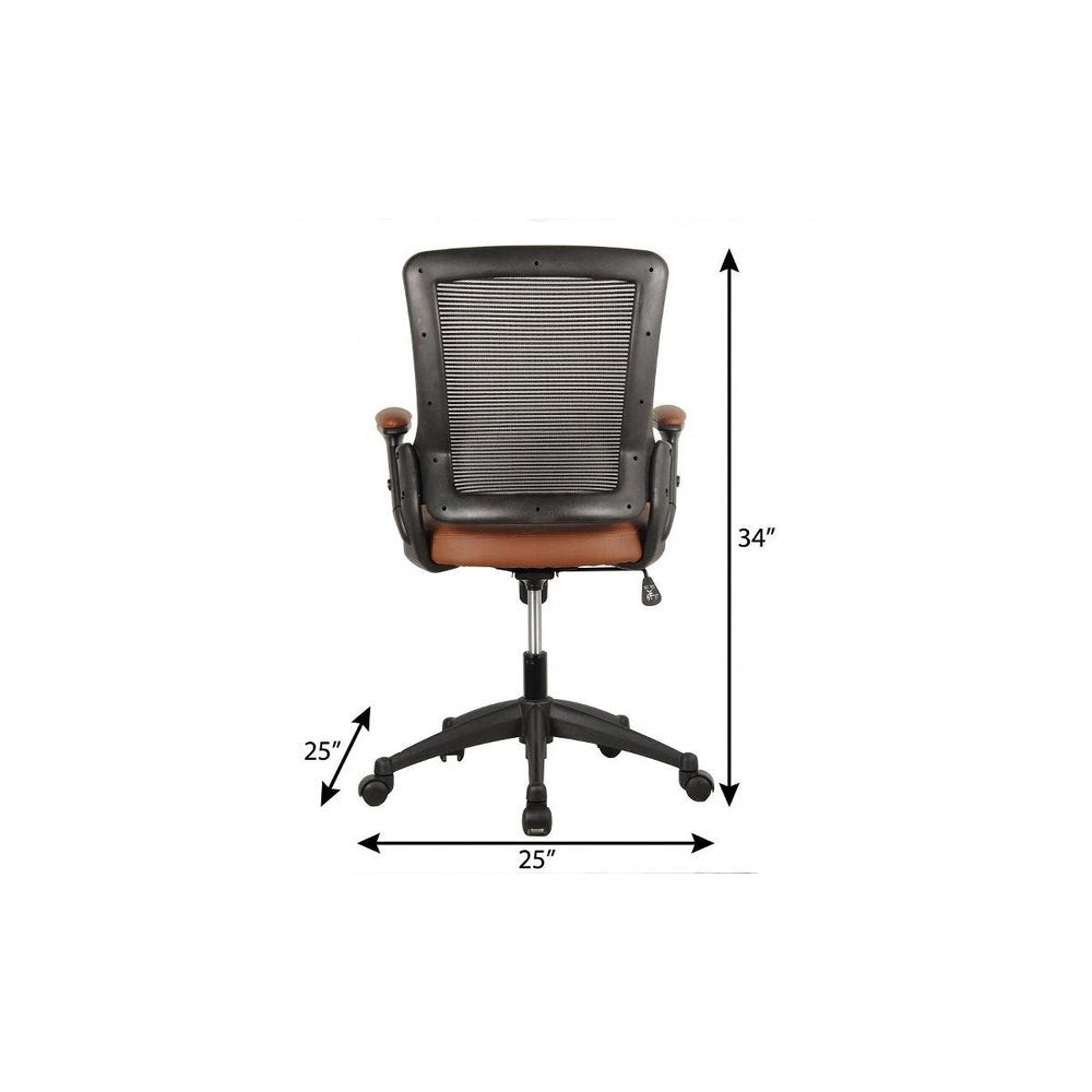 Brown Adjustable Height Swivel Rolling Office Chair HomeRoots