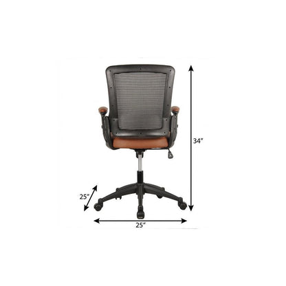 Brown Adjustable Height Swivel Rolling Office Chair HomeRoots