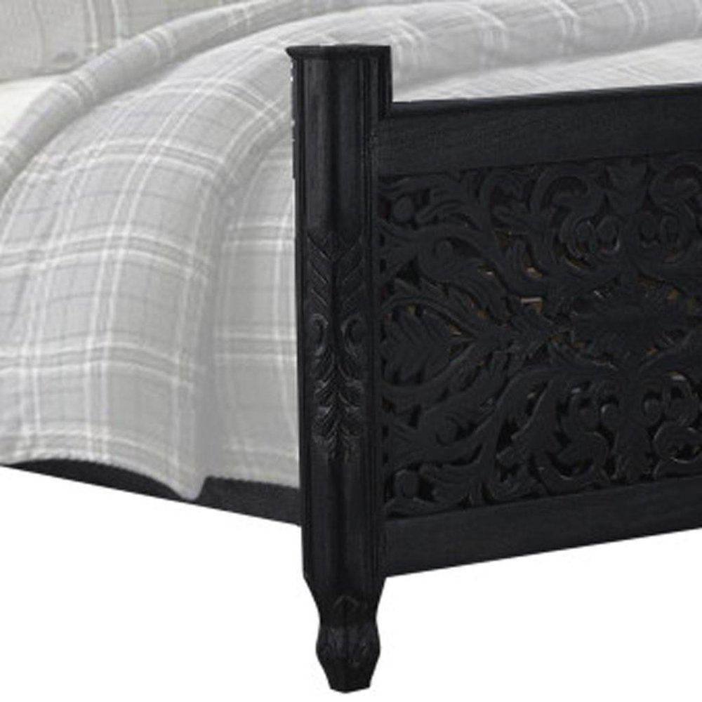 Five Piec Black Solid Wood Bedroom Set With Mirror HomeRoots