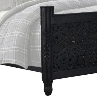 Five Piec Black Solid Wood Bedroom Set With Mirror HomeRoots