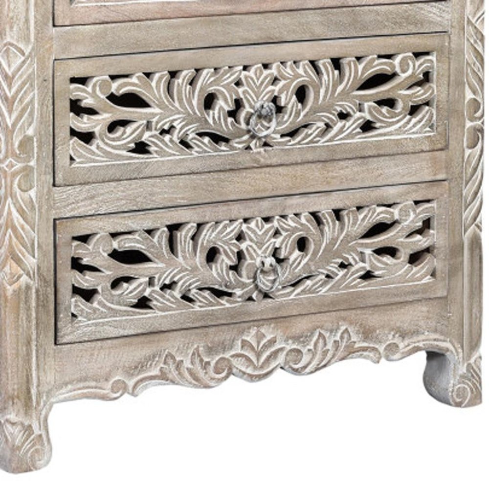 Five Piec Gray Solid Wood Bedroom Set With Mirror — view 4