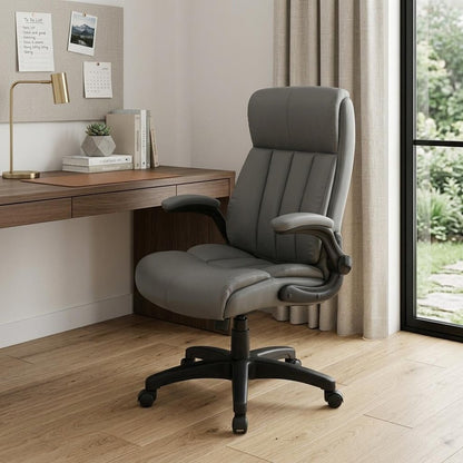 Gray Adjustable Height Swivel Rolling Executive Office Chair HomeRoots