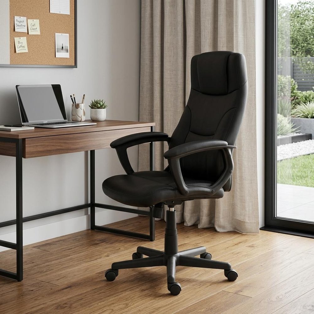 Black Adjustable Height Swivel Rolling Executive Office Chair — view 8