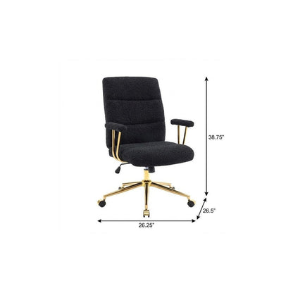 White And Gold Boucle Swivel Rolling Executive Office Chair HomeRoots
