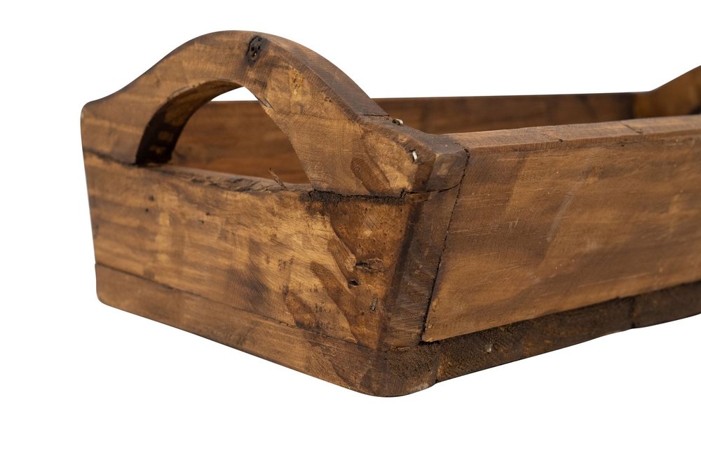 20" Brown Reclaimed Wood Handmade Serving Tray With Handles HomeRoots