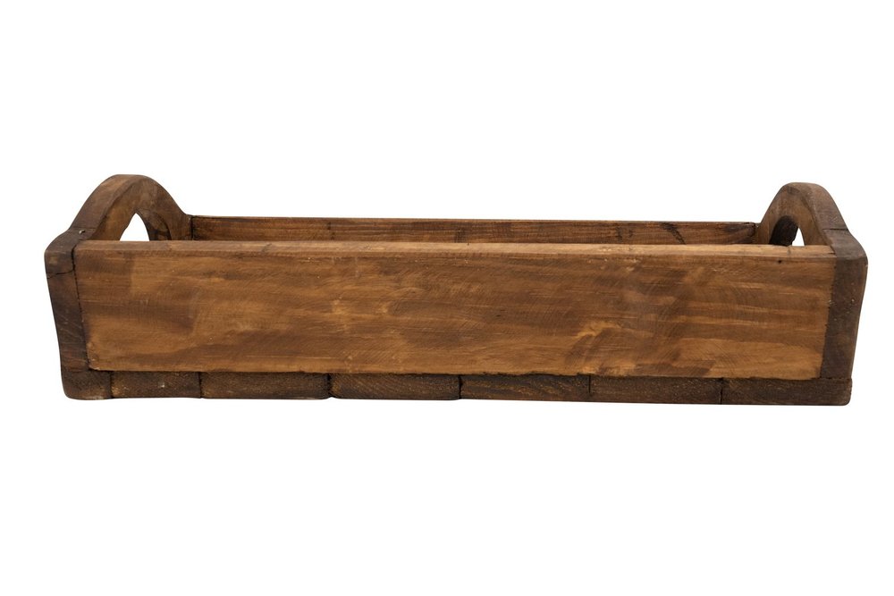 20" Brown Reclaimed Wood Handmade Serving Tray With Handles HomeRoots
