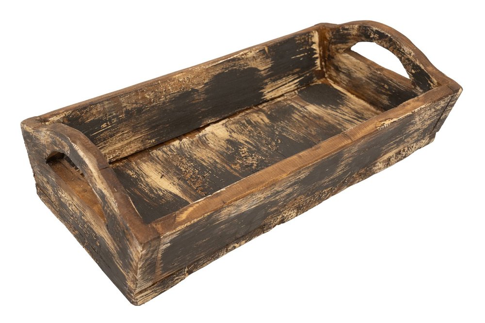 20" Brown Reclaimed Wood Handmade Serving Tray With Handles HomeRoots