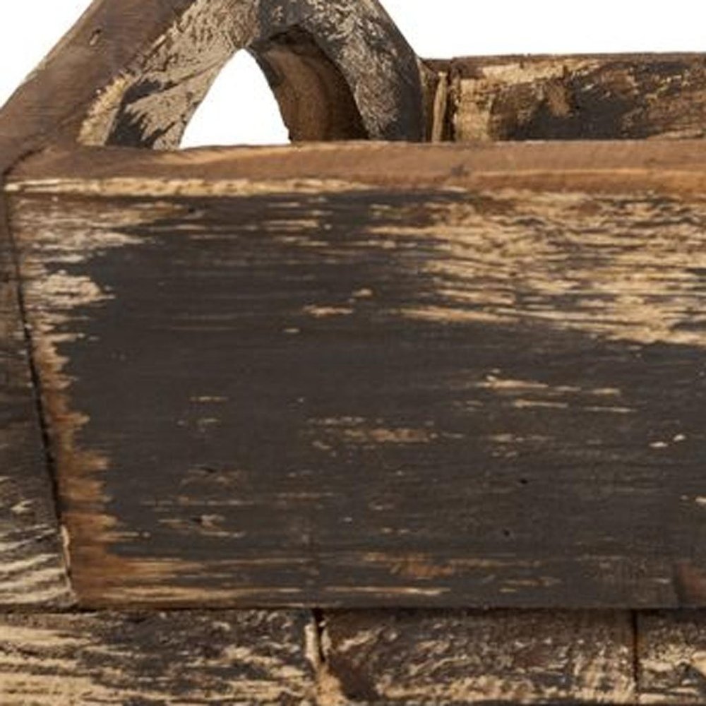 20" Brown Reclaimed Wood Handmade Serving Tray With Handles — view 11