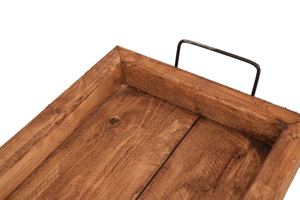 21" Natural Solid Wood Handmade Serving Tray With Handles HomeRoots