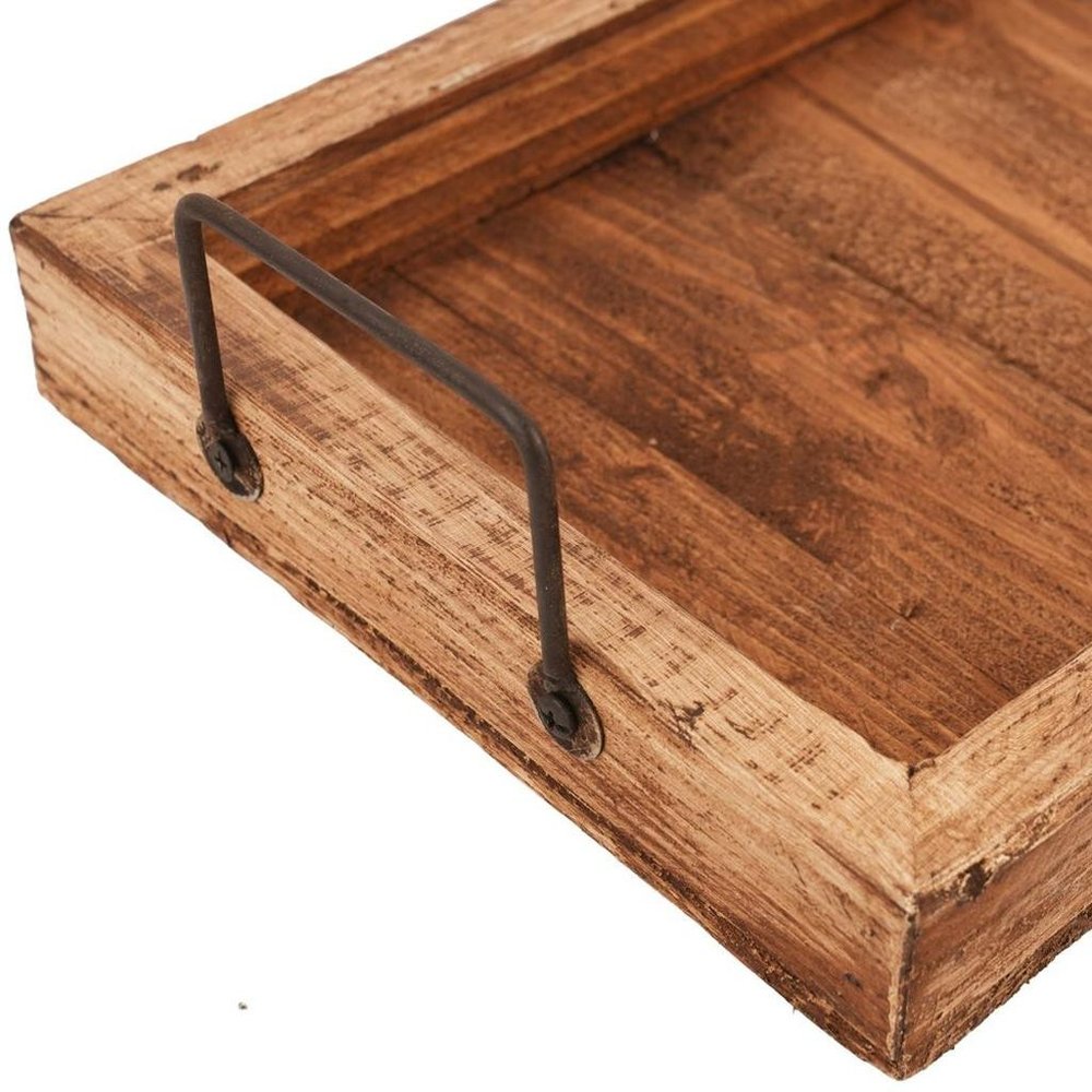 21" Natural Solid Wood Handmade Serving Tray With Handles — view 5