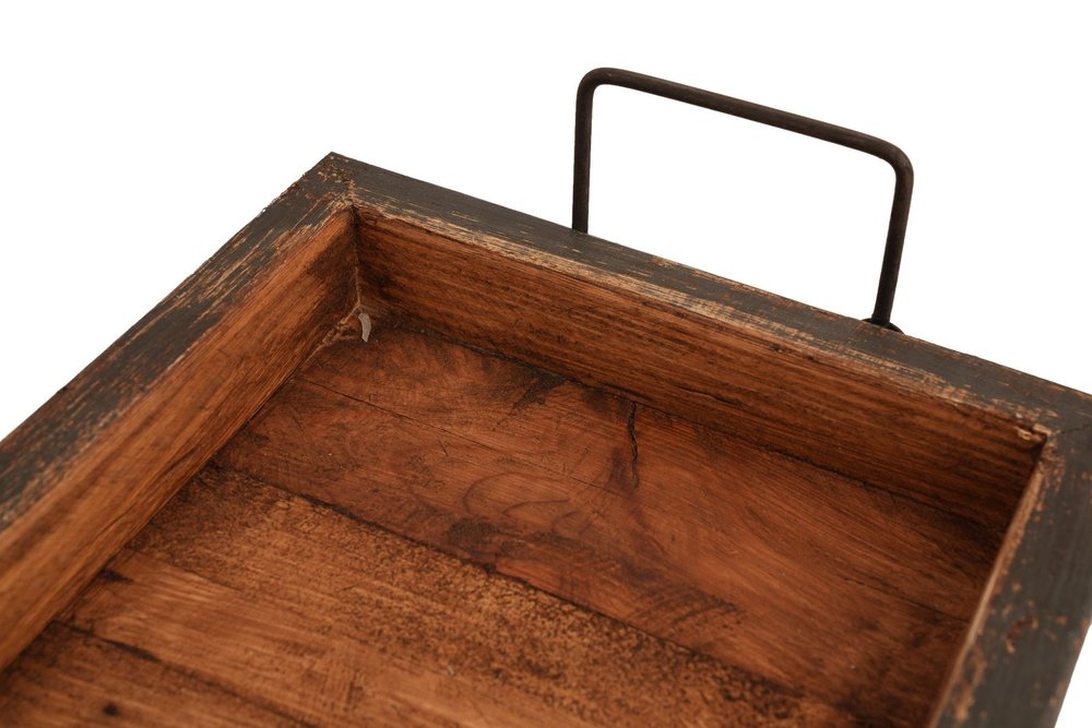 21" Natural Solid Wood Handmade Serving Tray With Handles — view 16