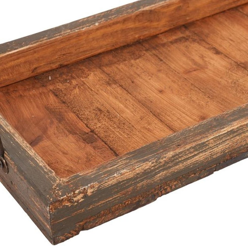 21" Natural Solid Wood Handmade Serving Tray With Handles — view 14