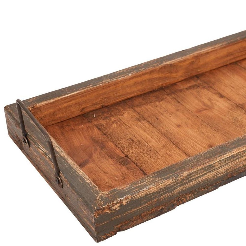 21" Natural Solid Wood Handmade Serving Tray With Handles — view 15
