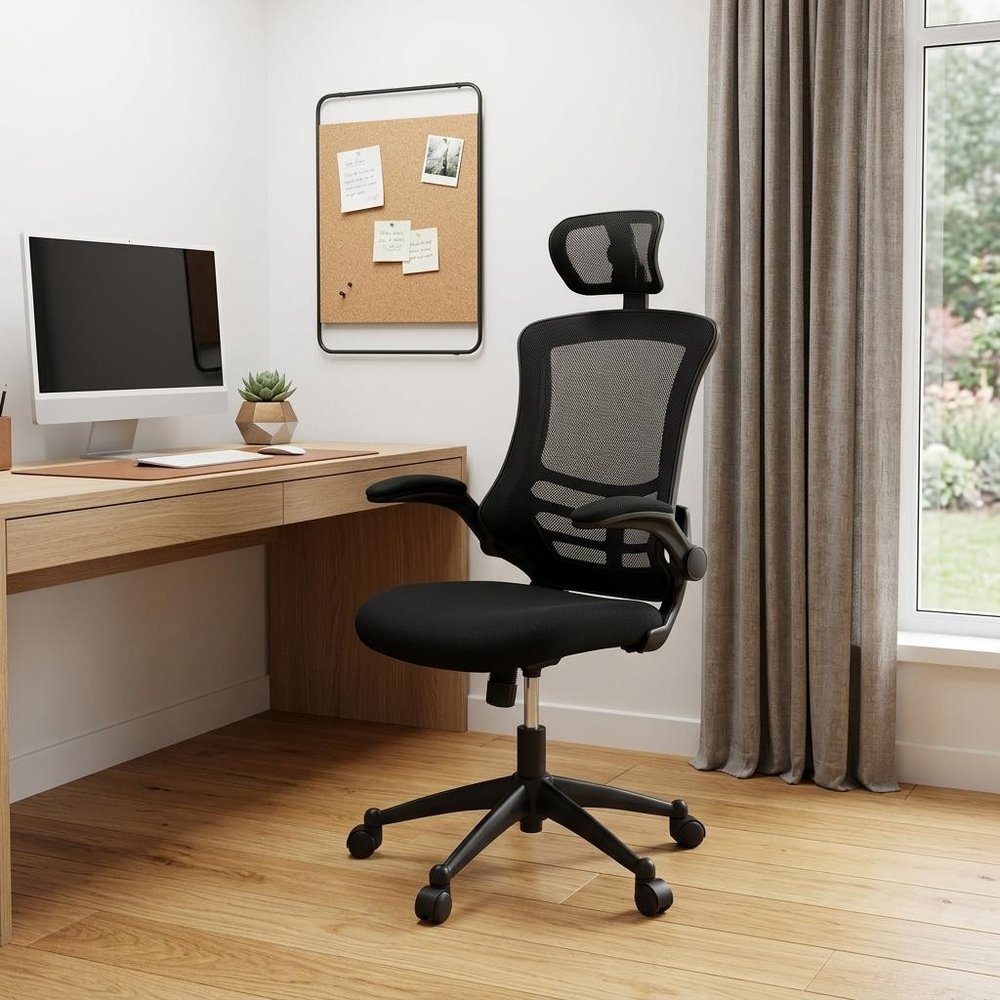Black Adjustable Height Swivel Rolling Executive Office Chair HomeRoots