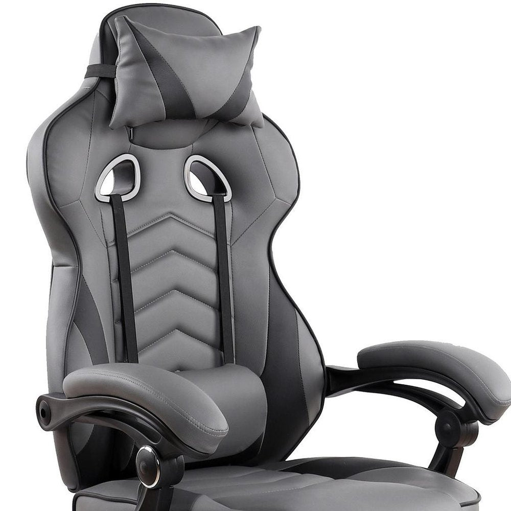 Gray Adjustable Height Swivel Rolling Racecar Executive Office Chair HomeRoots