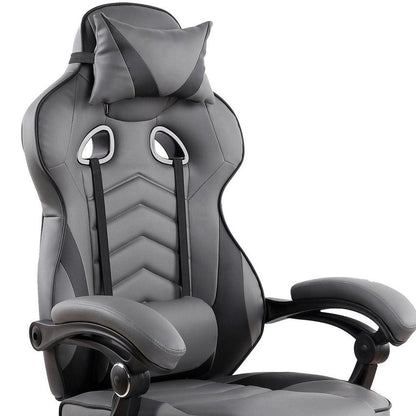 Gray Adjustable Height Swivel Rolling Racecar Executive Office Chair HomeRoots