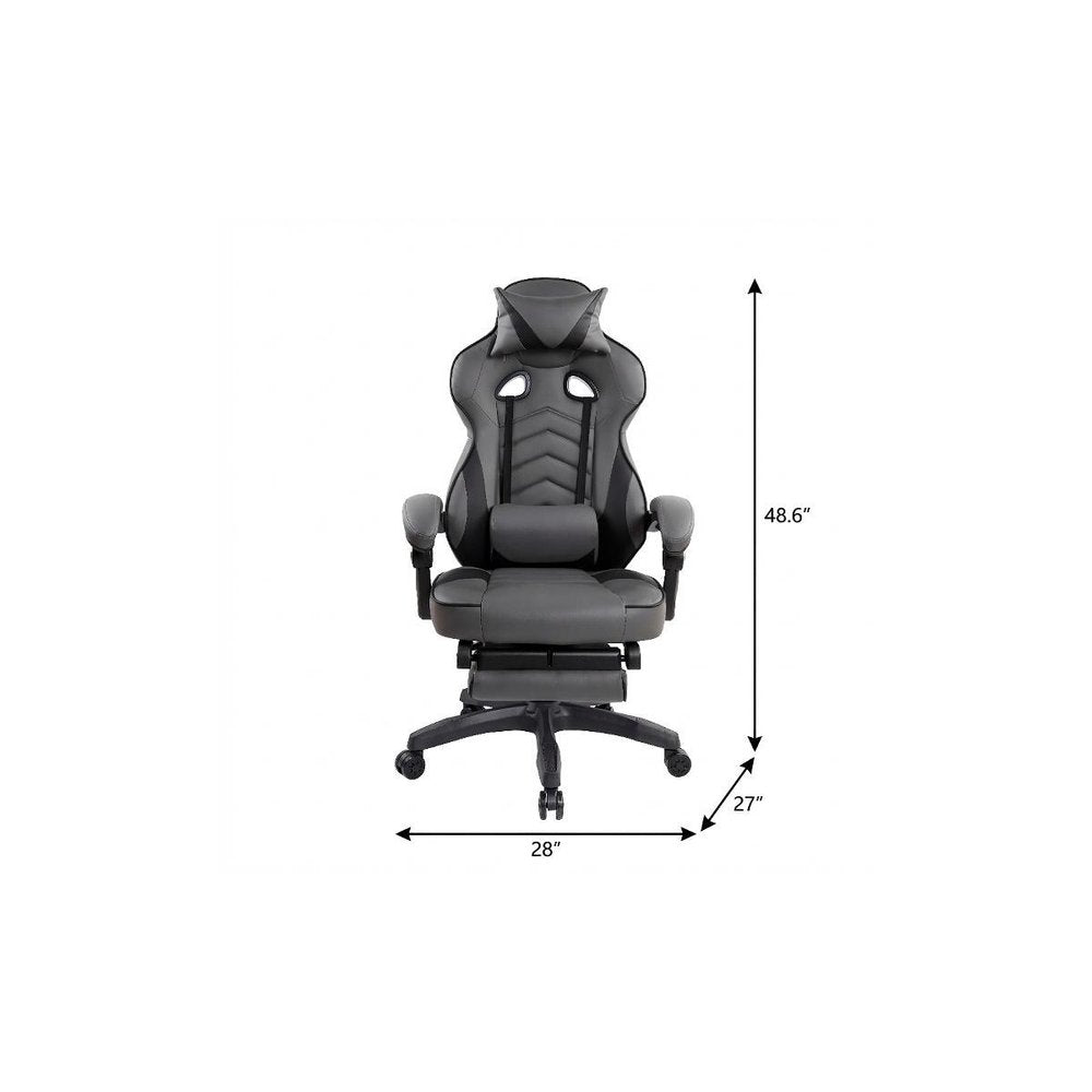 Gray Adjustable Height Swivel Rolling Racecar Executive Office Chair — view 8