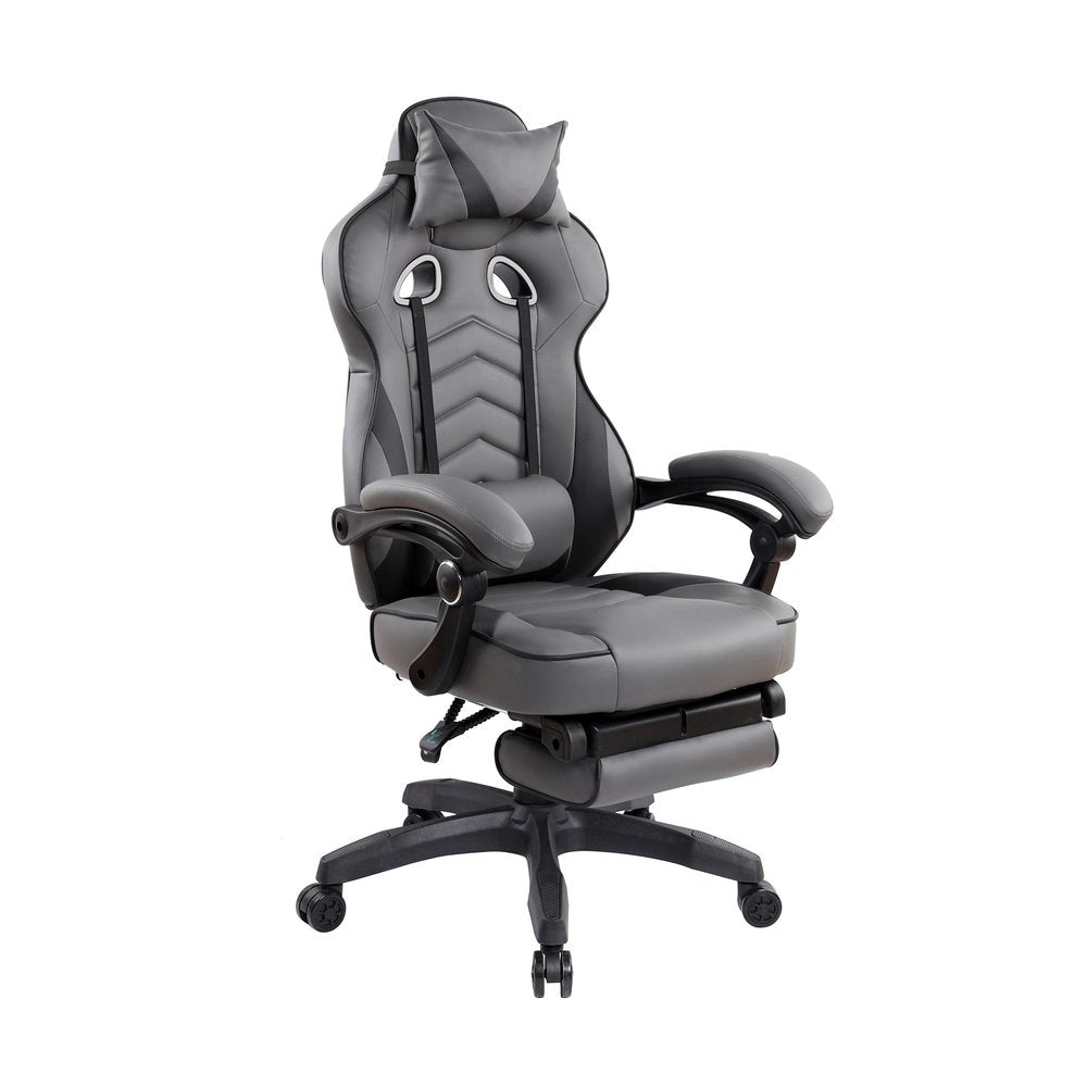 Gray Adjustable Height Swivel Rolling Racecar Executive Office Chair HomeRoots